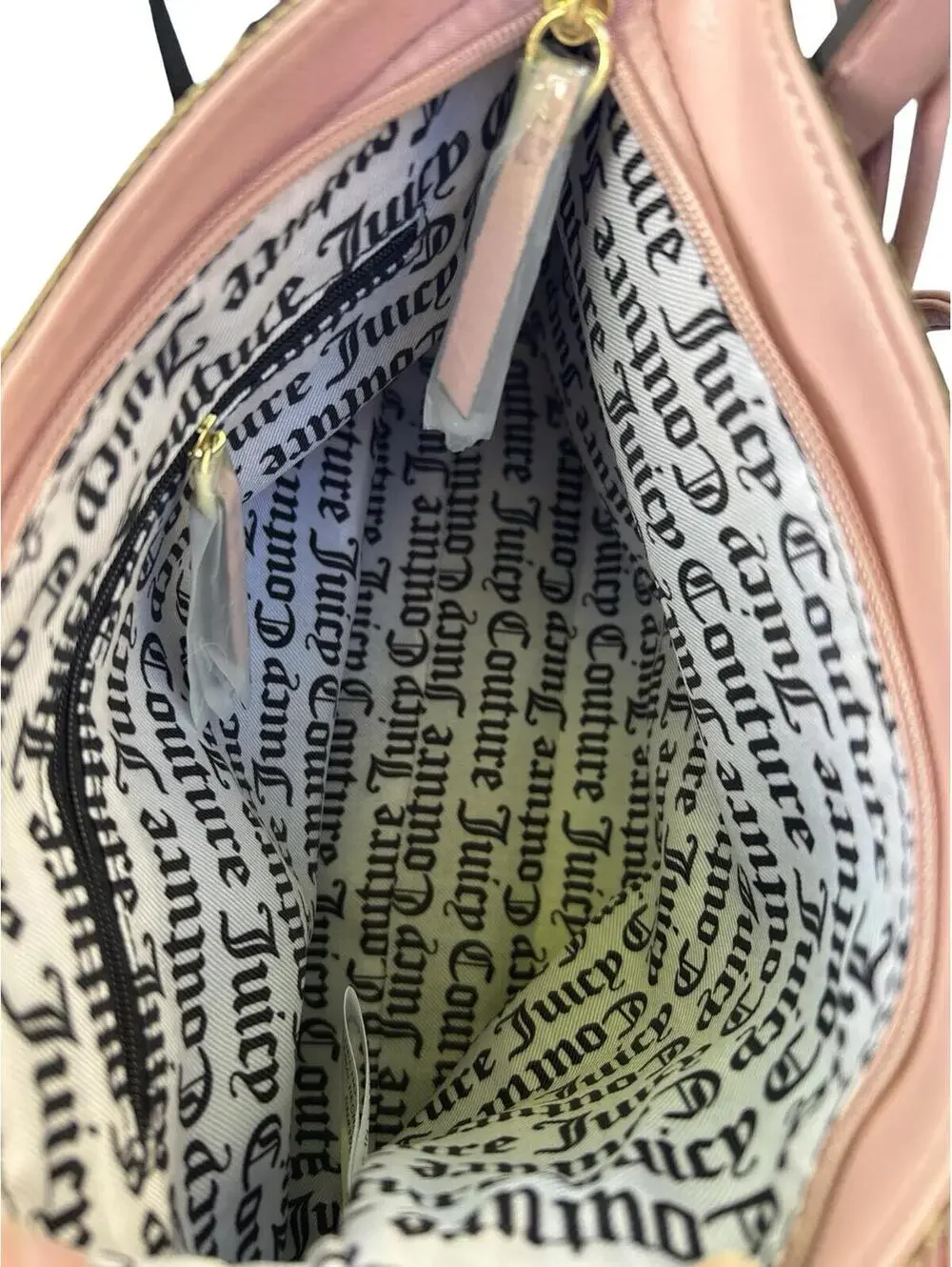 Juicy Couture Brown‎ Monogram Pink Trim Satchel Crossbody Bag NWT